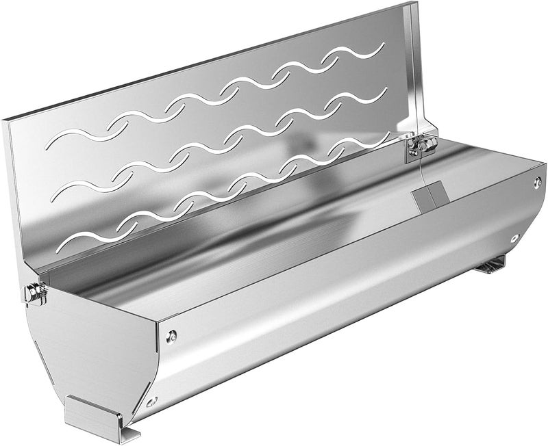 Skyflame Stainless Steel Wood Chip Smoker Box, BBQ Meat Smoking with Wavy Vent and Hinged Lid, Large Capacity for Gas/Charcoal Grill, V Shape with Flat Base Bottom - Image 1
